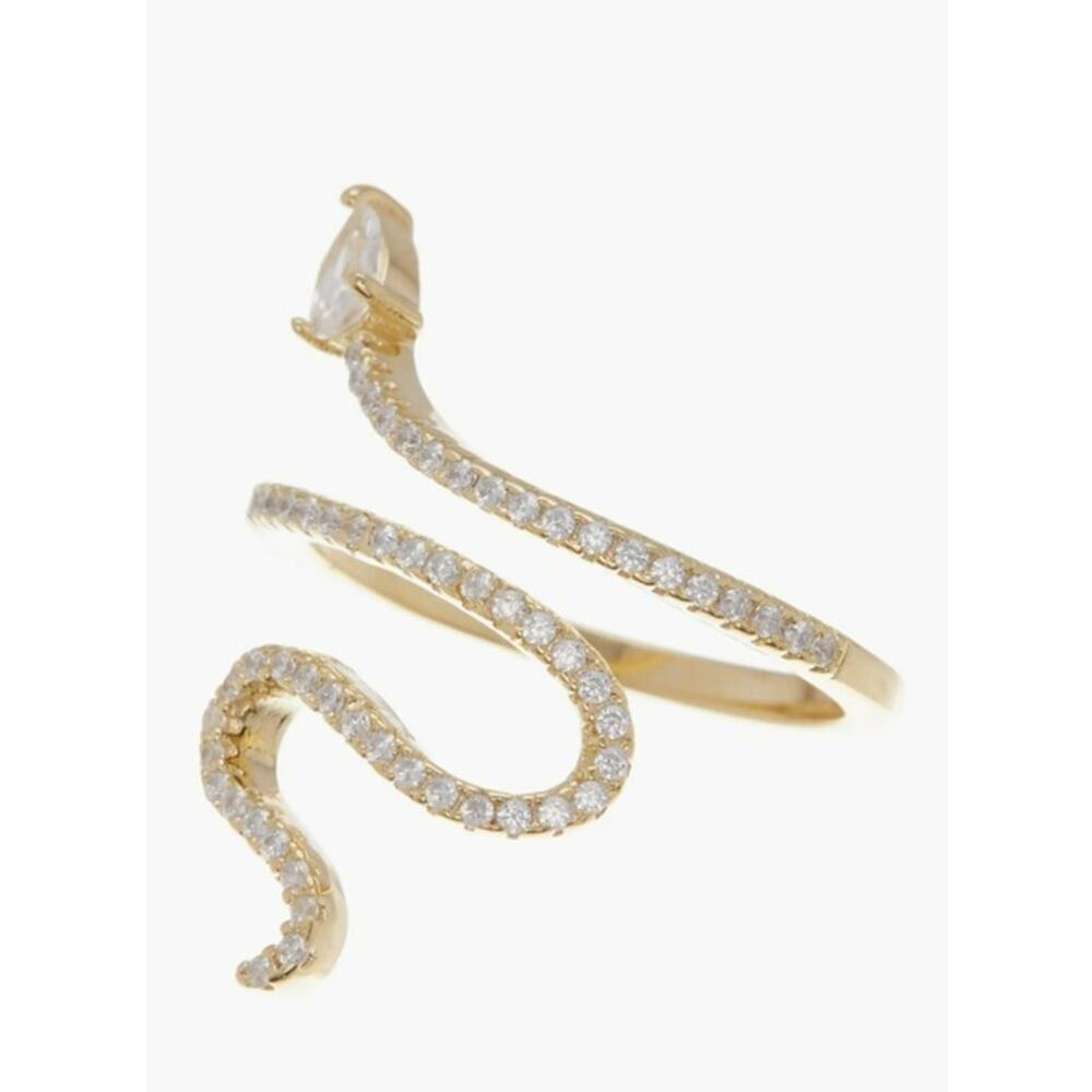 Adornia Size 9 Ring 14k Gold Plated Swarovski Crystal Accented Winding Snake NWT